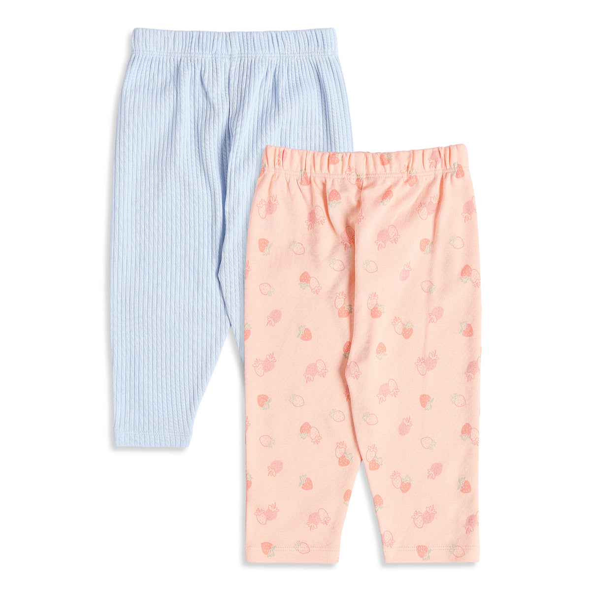 Baby Girls Blue and Peach Cotton Jogger Pants Pack of 2 Regular Fit Casual Kids Pants