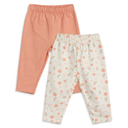 Baby Girls Peach and Off White Cotton Knit Bottom Pack of 2 Regular Fit.