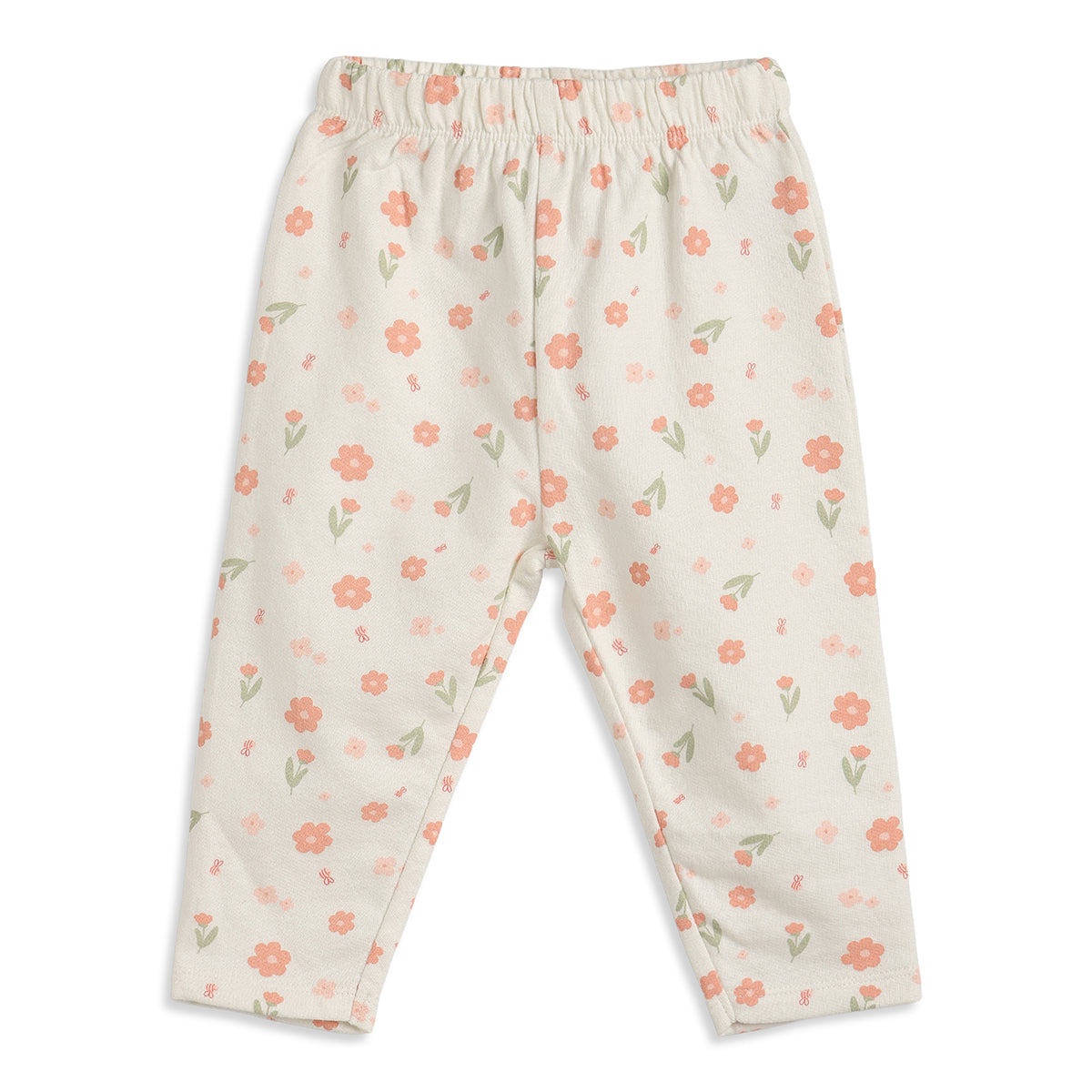 Baby Girls Peach and Off White Cotton Knit Bottom Pack of 2 Regular Fit.