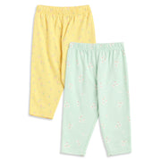 Baby Girls Blue and Yellow Cotton Knit Bottom Pack of 2 Regular Fit.