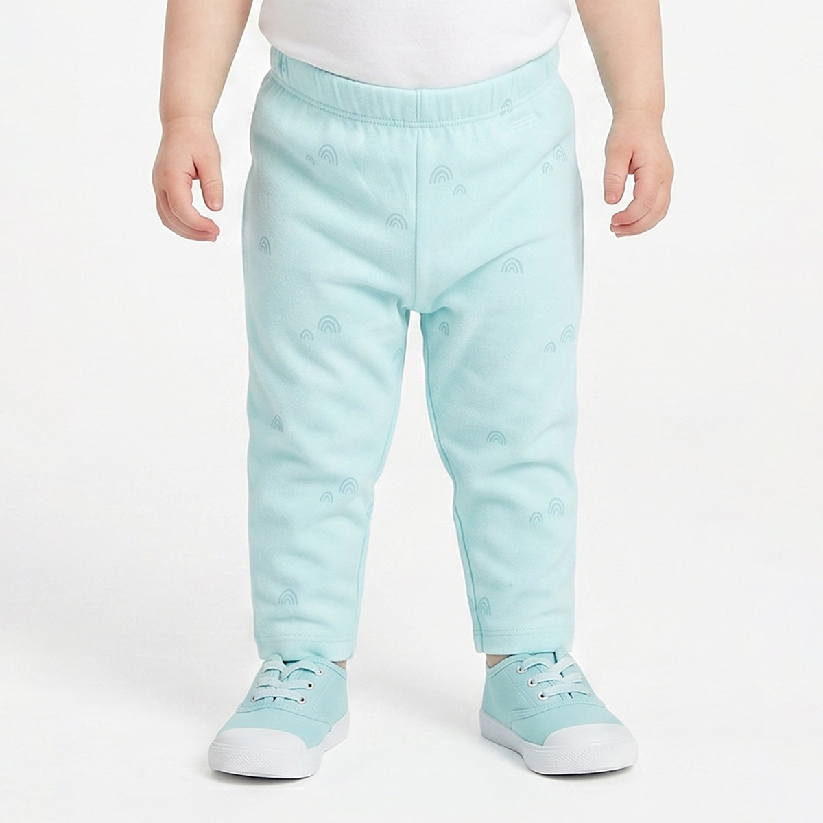Baby Girls Blue and Off White Cotton Knit Bottom Pack of 2 Regular Fit Casual Bottom