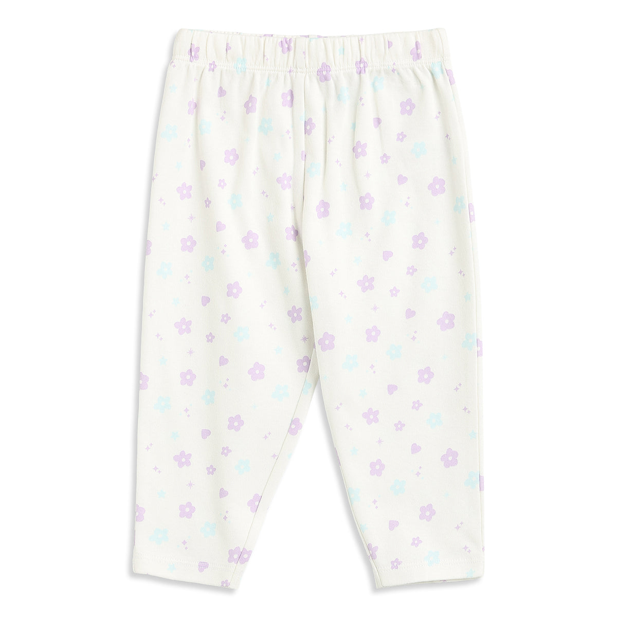 Baby Girls Blue and Off White Cotton Knit Bottom Pack of 2 Regular Fit Casual Bottom