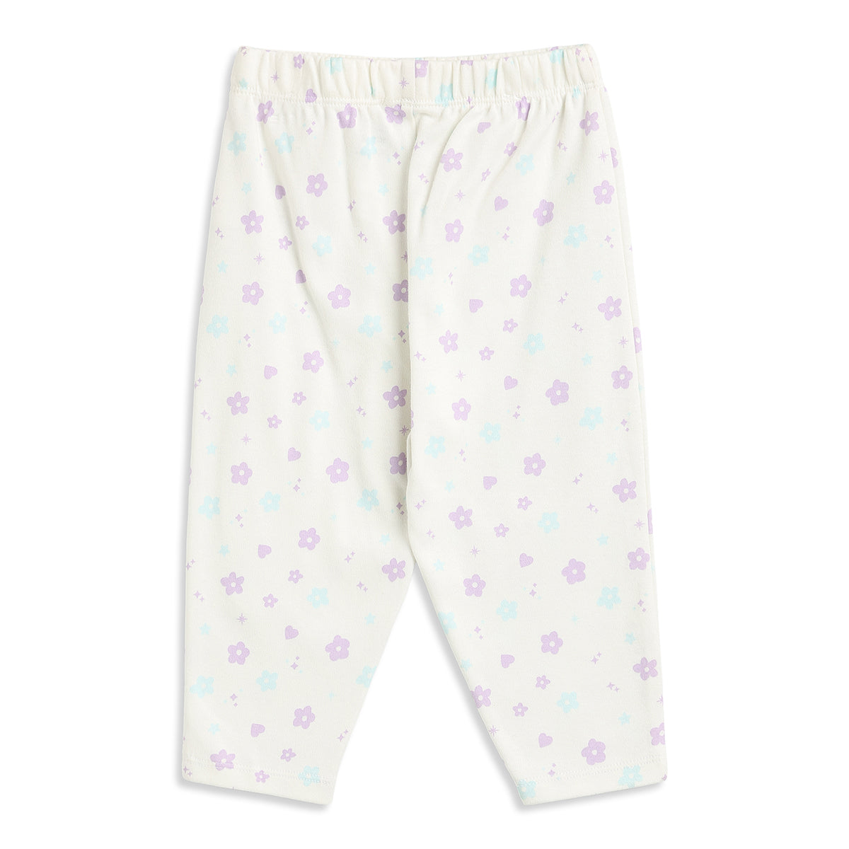 Baby Girls Blue and Off White Cotton Knit Bottom Pack of 2 Regular Fit Casual Bottom