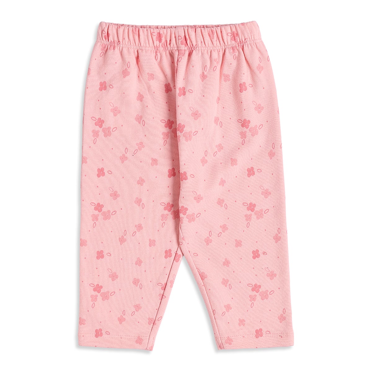 Baby Girls Pink And Cream Cotton Floral Printed Leggings Pack Of 2 Regular Fit Casual Wear