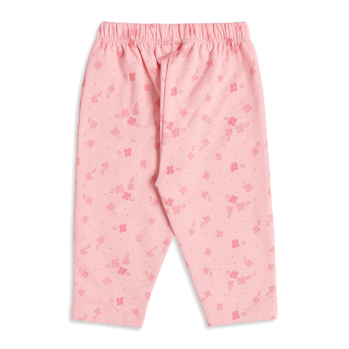 Baby Girls Pink And Cream Cotton Floral Printed Leggings Pack Of 2 Regular Fit Casual Wear