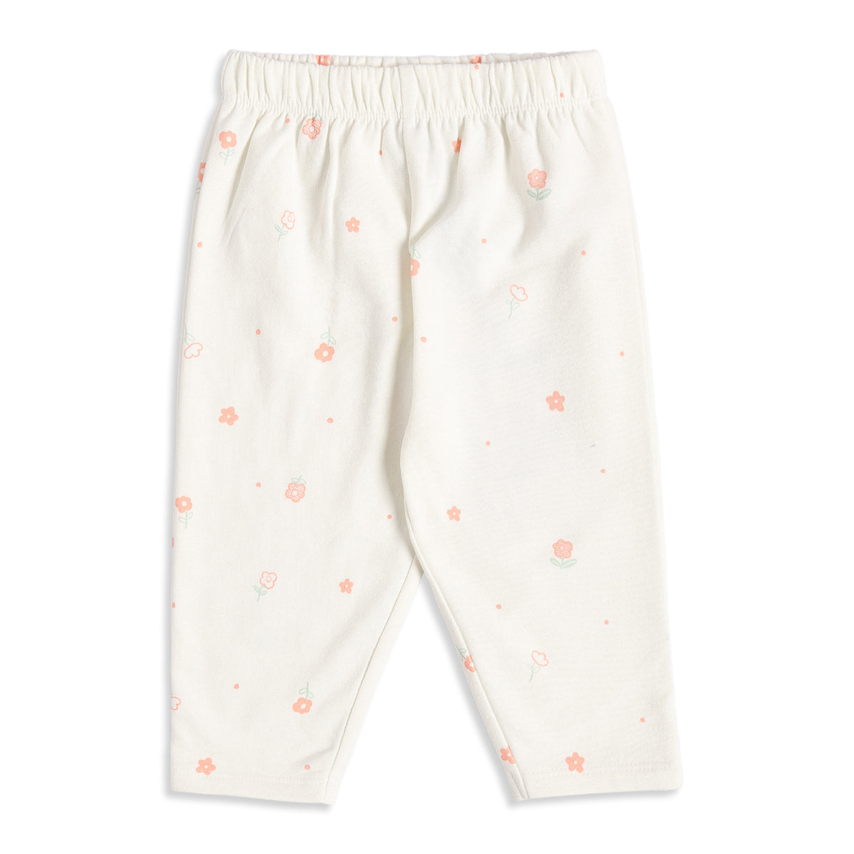 Baby Girls Pink And Cream Cotton Floral Printed Leggings Pack Of 2 Regular Fit Casual Wear