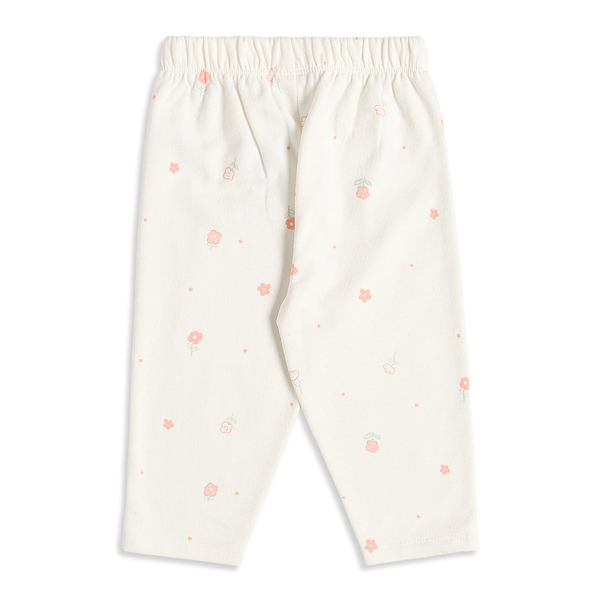 Baby Girls Pink And Cream Cotton Floral Printed Leggings Pack Of 2 Regular Fit Casual Wear