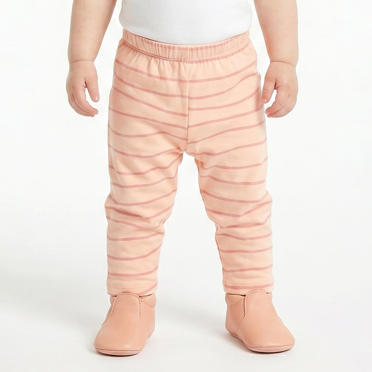 Baby Girls Peach and Off White Cotton Knit Bottom Pack of 2 Regular Fit Casual Bottom