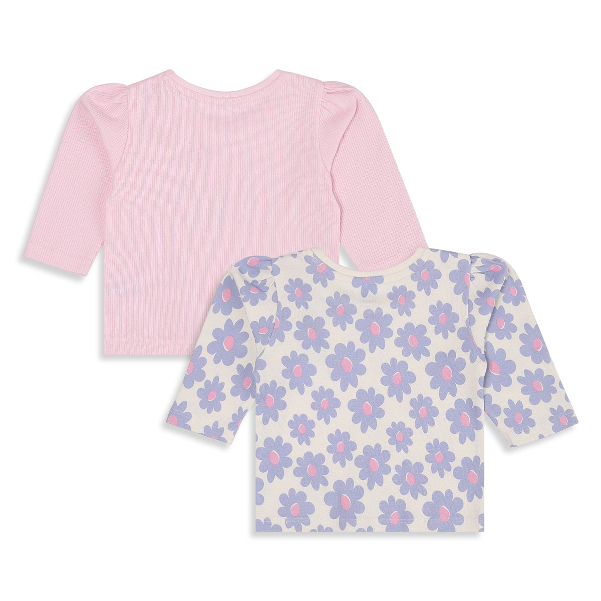 Baby Girls Pink and Cream Cotton Blend Printed Tops Pack of 2 Regular