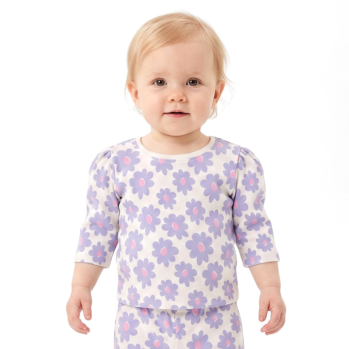 Baby Girls Pink and Cream Cotton Blend Printed Tops Pack of 2 Regular
