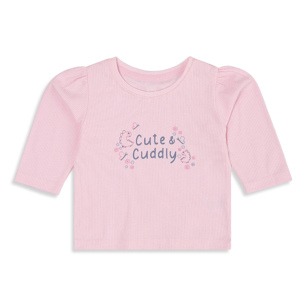 Baby Girls Pink and Cream Cotton Blend Printed Tops Pack of 2 Regular