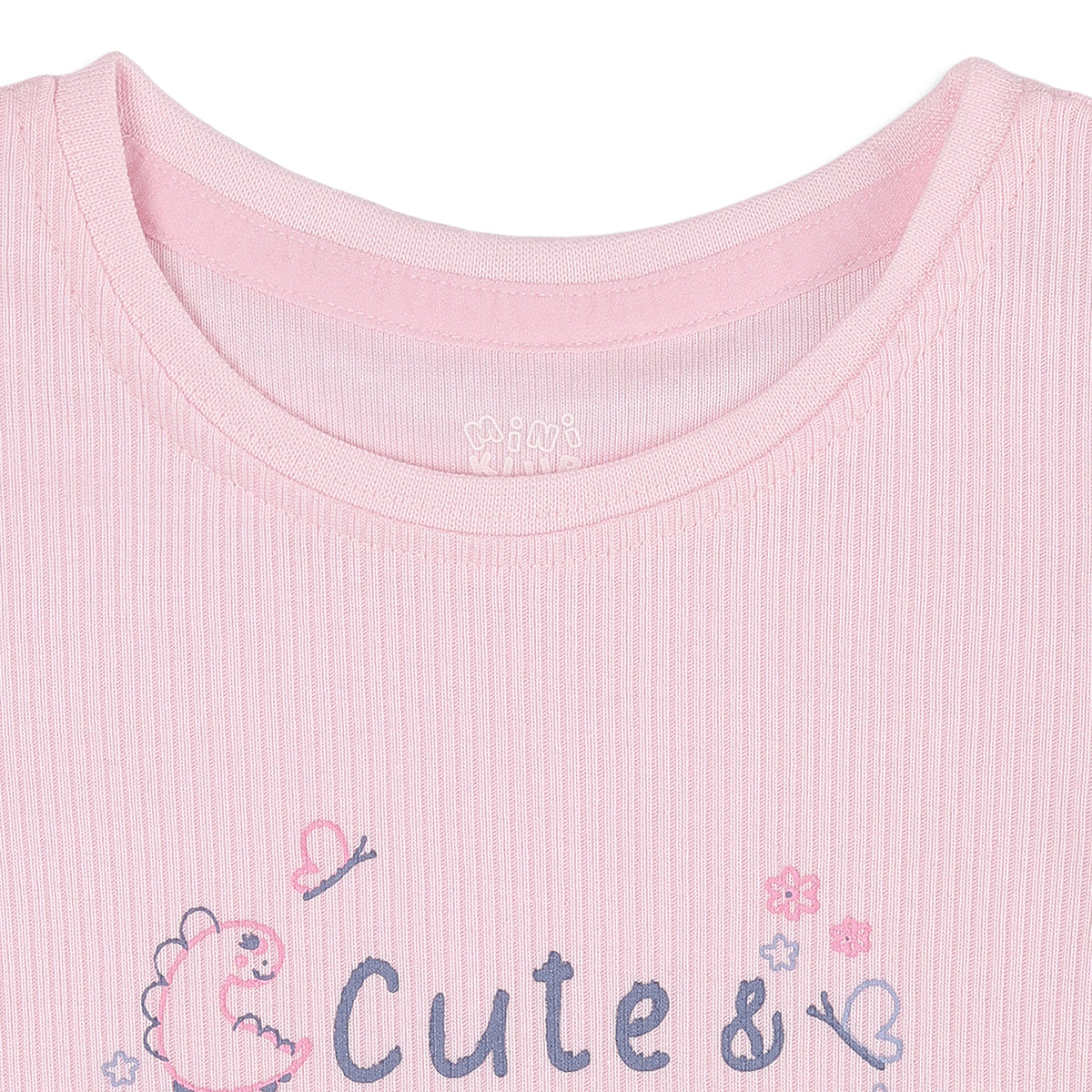 Baby Girls Pink and Cream Cotton Blend Printed Tops Pack of 2 Regular
