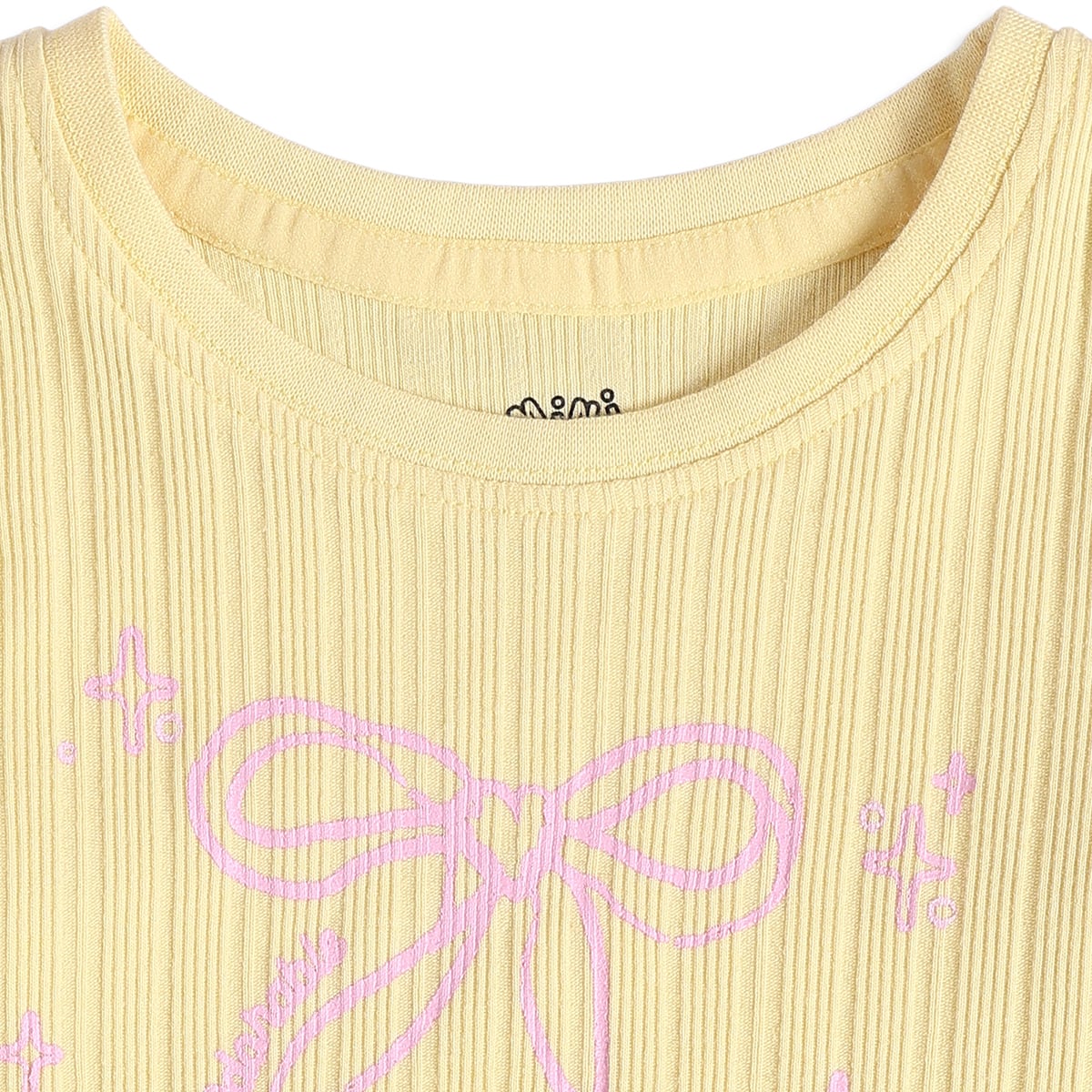 Baby Girls Yellow And Off White Cotton Blend Bow And Star Printed Tops Pack of 2 Regular Fit Casual Wear