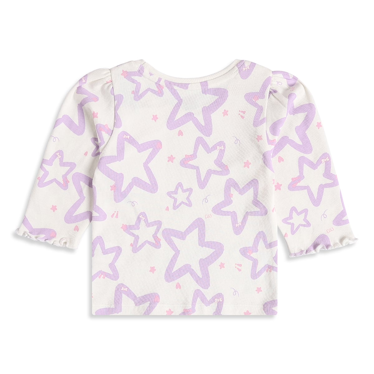 Baby Girls Yellow And Off White Cotton Blend Bow And Star Printed Tops Pack of 2 Regular Fit Casual Wear
