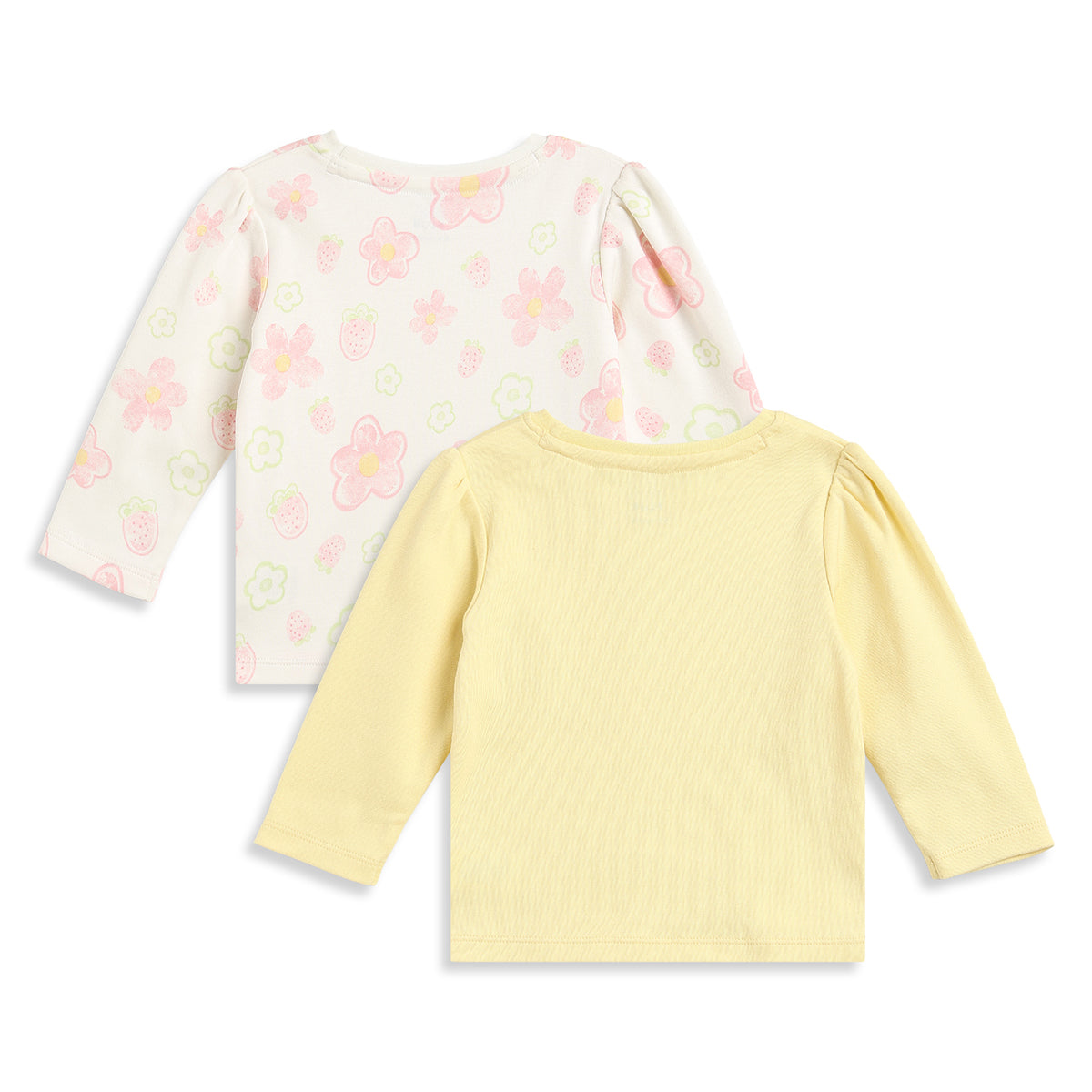 Baby Girls Yellow and Off White Cotton T-Shirt Pack of 2 Regular Fit.