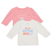 Baby Girls Pink and White Cotton T-Shirts Pack of 2 Regular Fit Casual Wear