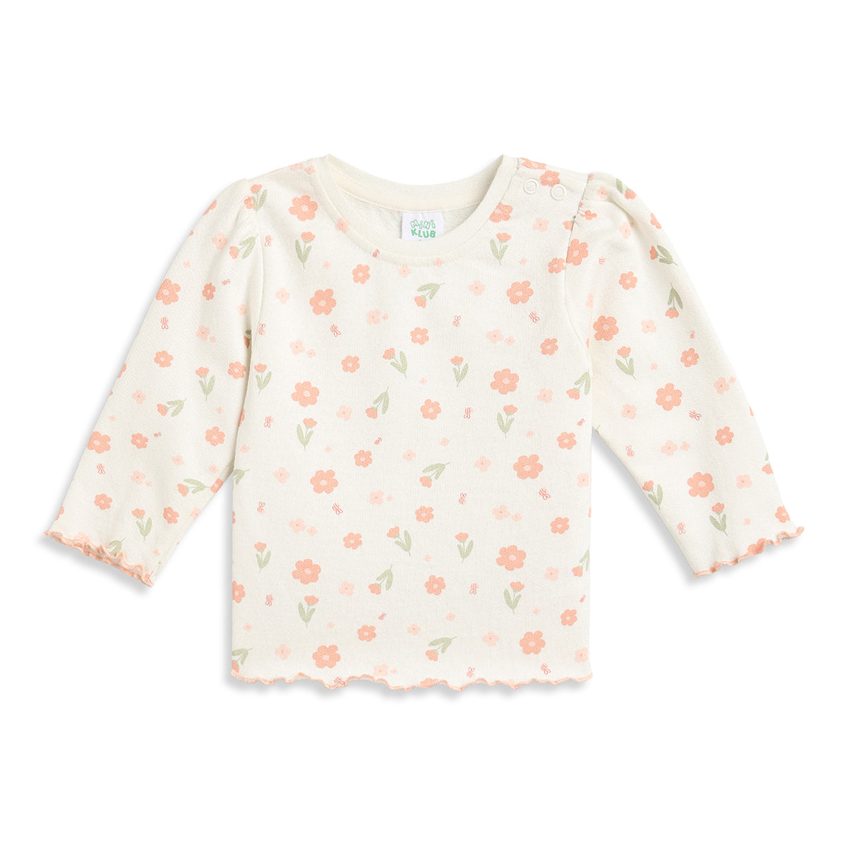 Baby Girls Peach and Off White Cotton T-Shirt Pack of 2 Regular Fit.