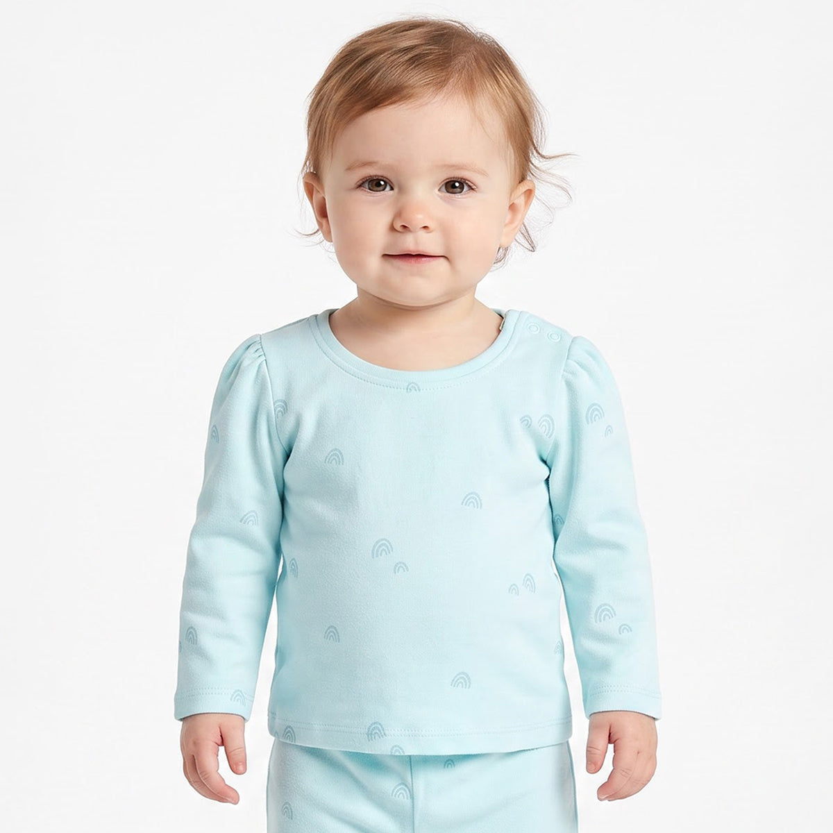 Baby Girls Cream and Light Blue Cotton T-Shirts Pack of 2 Regular Fit Casual Wear