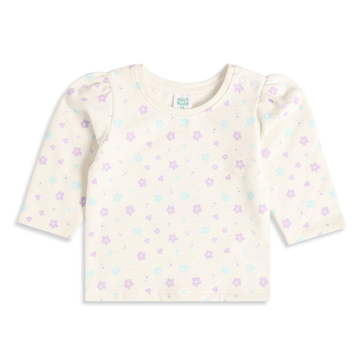 Baby Girls Cream and Light Blue Cotton T-Shirts Pack of 2 Regular Fit Casual Wear