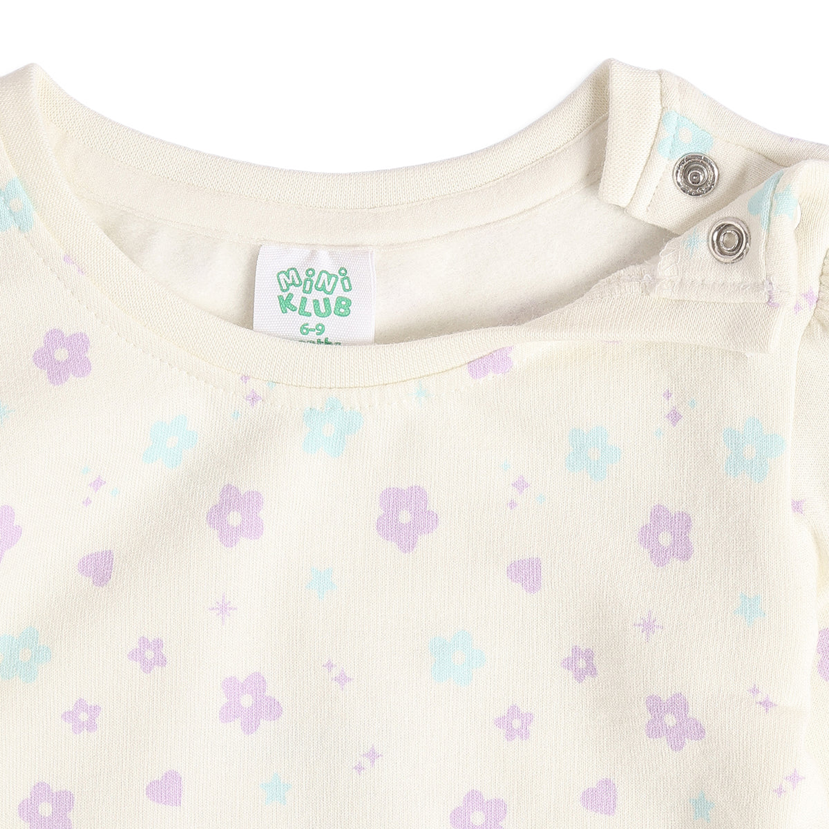 Baby Girls Cream and Light Blue Cotton T-Shirts Pack of 2 Regular Fit Casual Wear