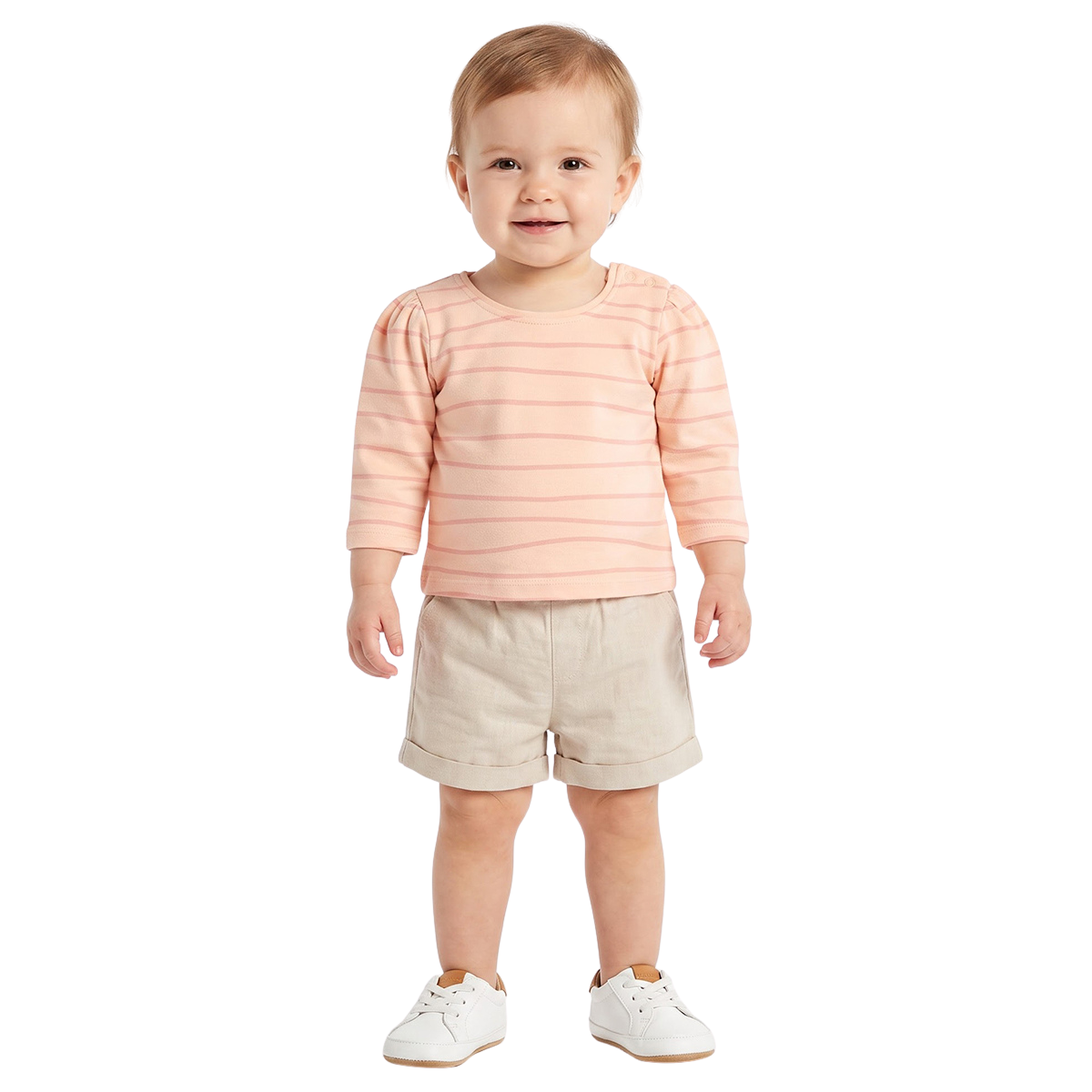 Baby Boys Navy Blue White and Peach Cotton Checked Shirt Regular Fit