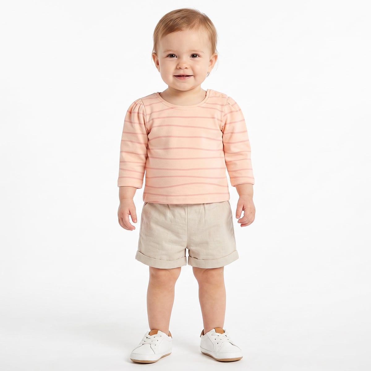 Baby Boys Navy Blue White And Peach Cotton Checked Shirt Regular Fit Casual Wear