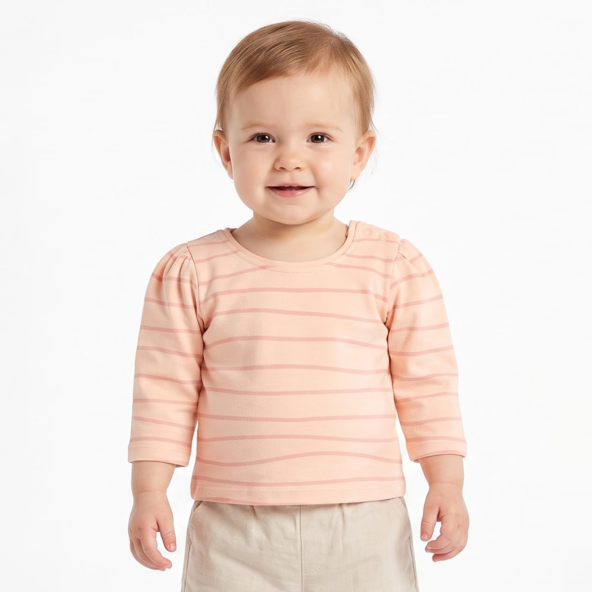 Baby Boys Navy Blue White And Peach Cotton Checked Shirt Regular Fit Casual Wear
