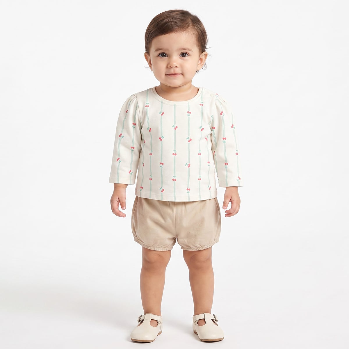 Baby Boys Navy Blue White And Peach Cotton Checked Shirt Regular Fit Casual Wear