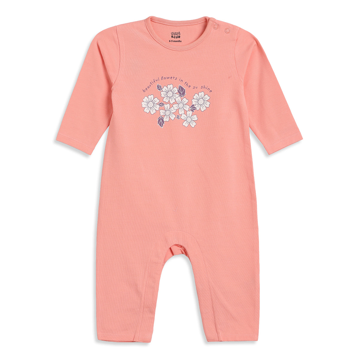 Girls Grey Coral Cotton Sleepsuits Pack of 2 Regular Fit Sleepwear