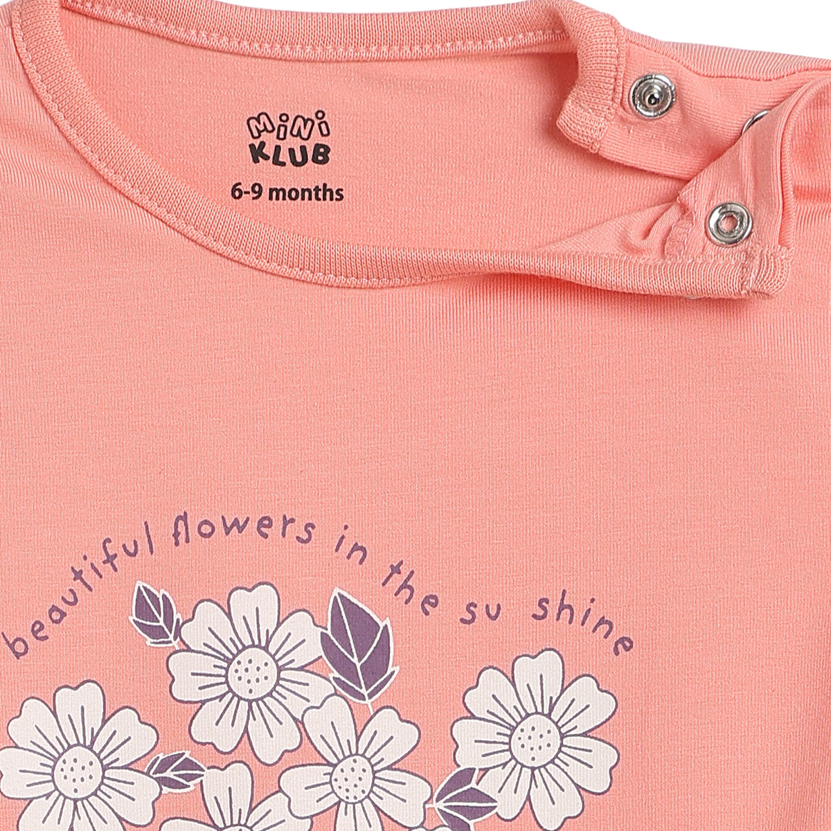 Girls Grey Coral Cotton Sleepsuits Pack of 2 Regular Fit Sleepwear