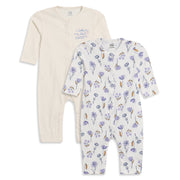 Girls Cream Floral Cotton Sleepsuits Pack of 2 Regular Fit Sleepwear