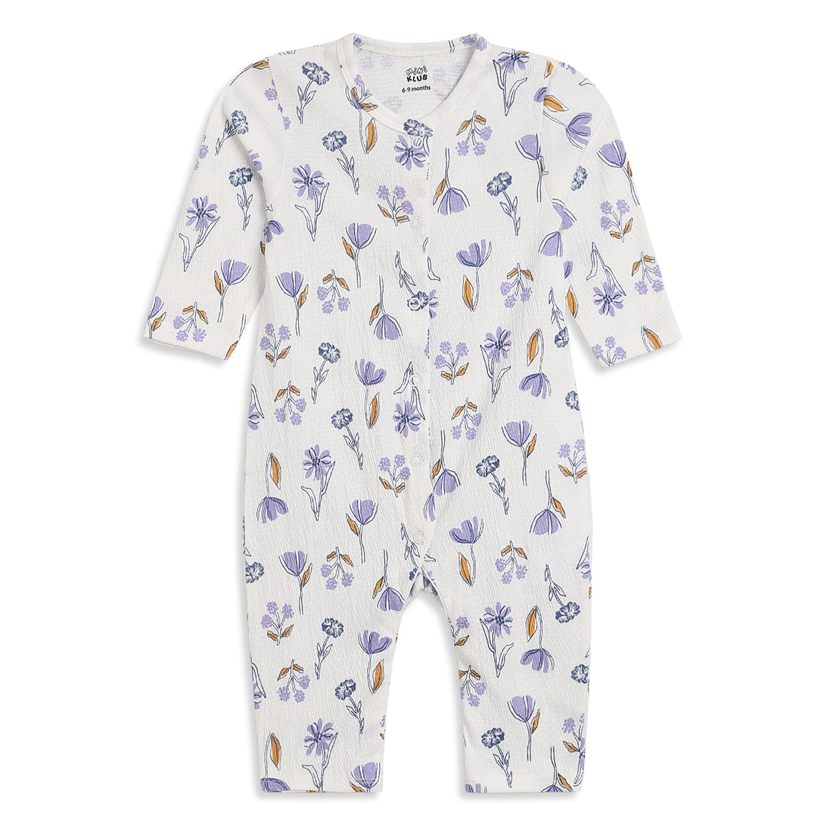 Girls Cream Floral Cotton Sleepsuits Pack of 2 Regular Fit Sleepwear
