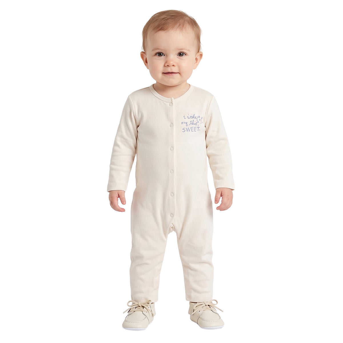 Girls Cream Floral Cotton Sleepsuits Pack of 2 Regular Fit Sleepwear