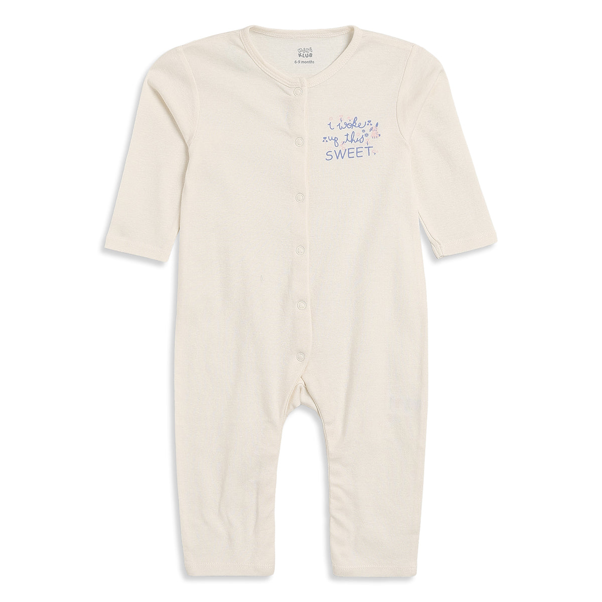 Girls Cream Floral Cotton Sleepsuits Pack of 2 Regular Fit Sleepwear