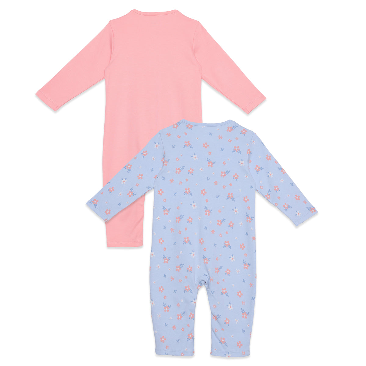 Baby Girls Pink and Blue Cotton Rompers Pack of 2 Regular Fit Casual Wear