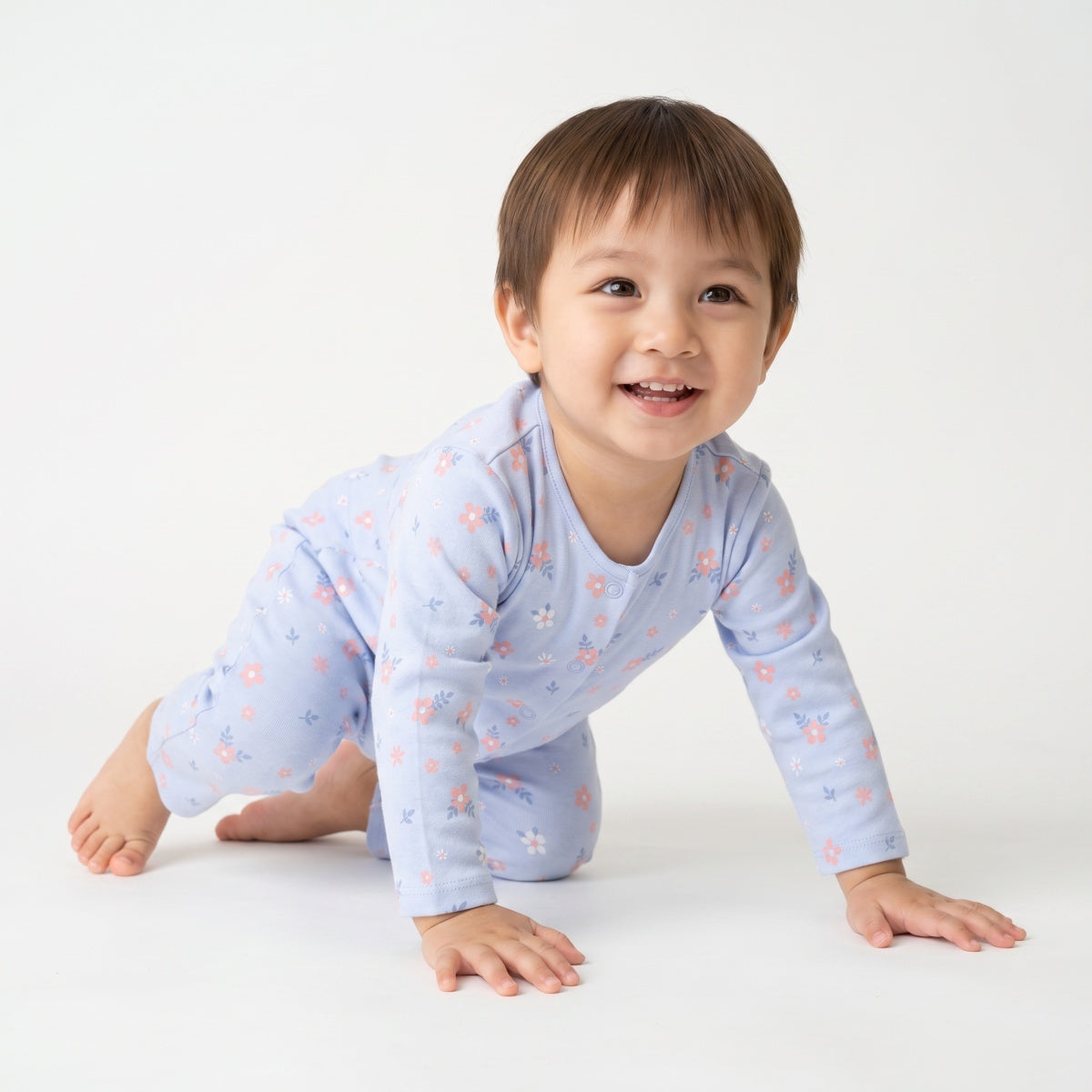 Baby Girls Pink and Blue Cotton Rompers Pack of 2 Regular Fit Casual Wear