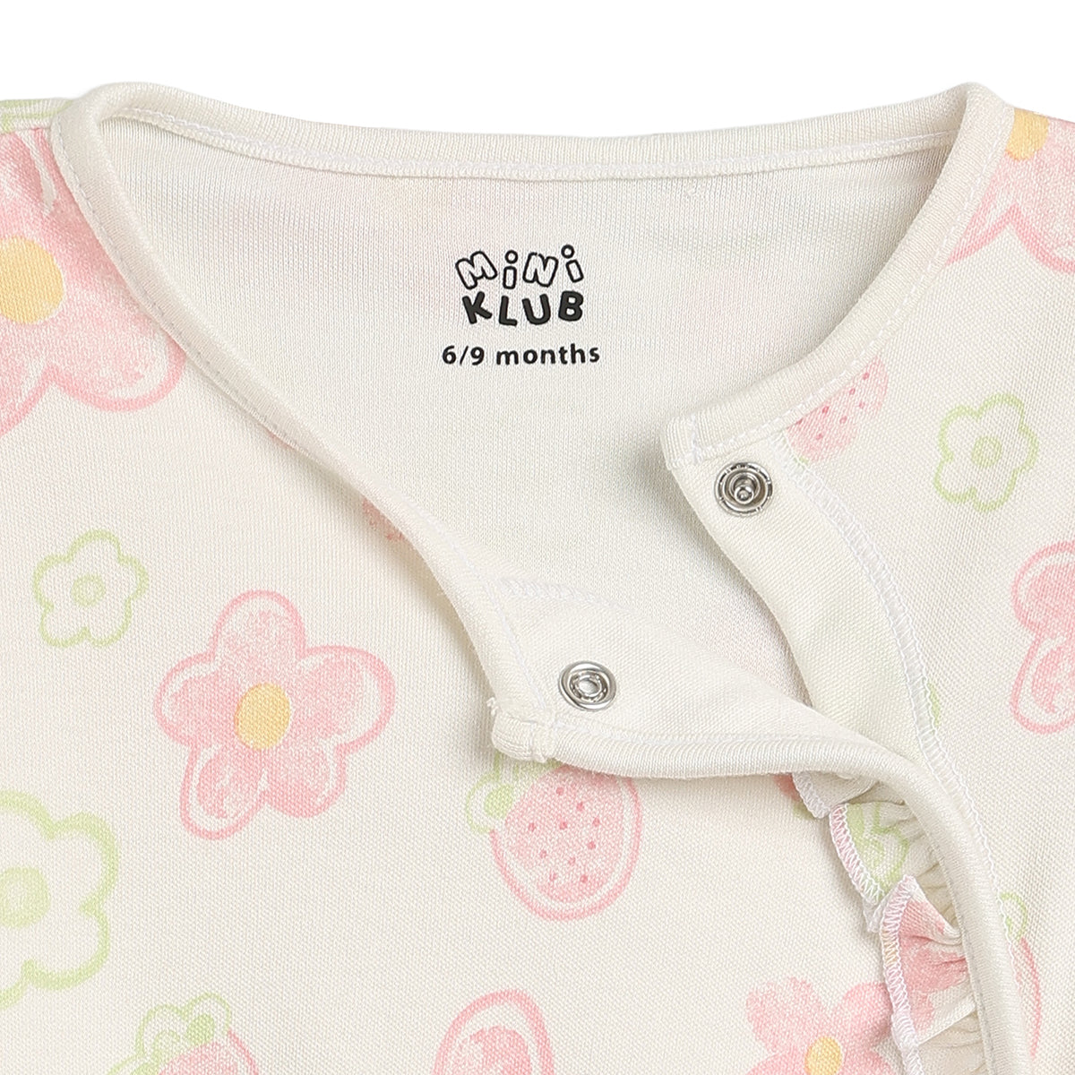 Baby Girls Off White Cotton Sleepsuit with Hat Regular Fit Casual Sleepsuit Set