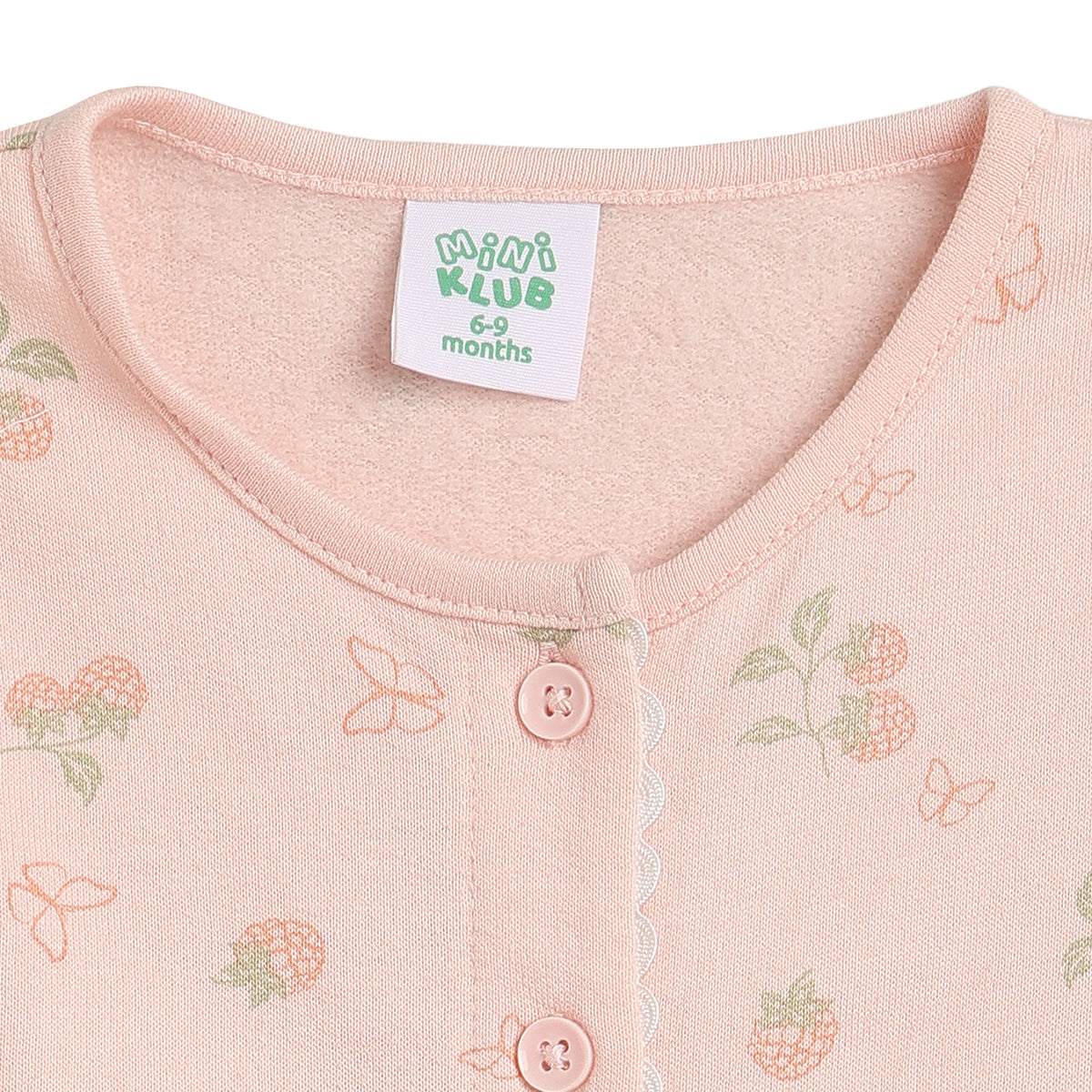 Baby Girls Peach Cotton Sleepsuit with Hat Regular Fit.