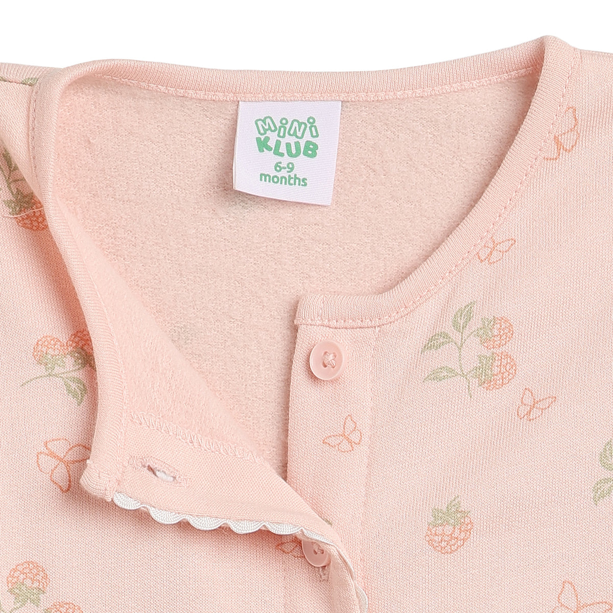 Baby Girls Peach Cotton Sleepsuit with Hat Regular Fit.