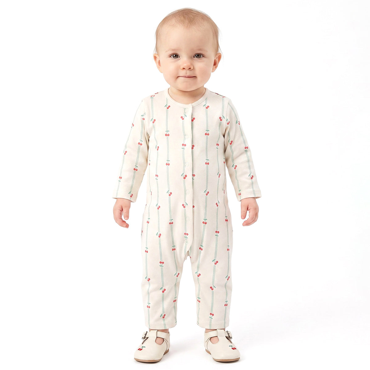 Baby Girls Blue and Cream Cotton Rompers Pack of 2 Printed Full Sleeve Regular Fit Casual Wear