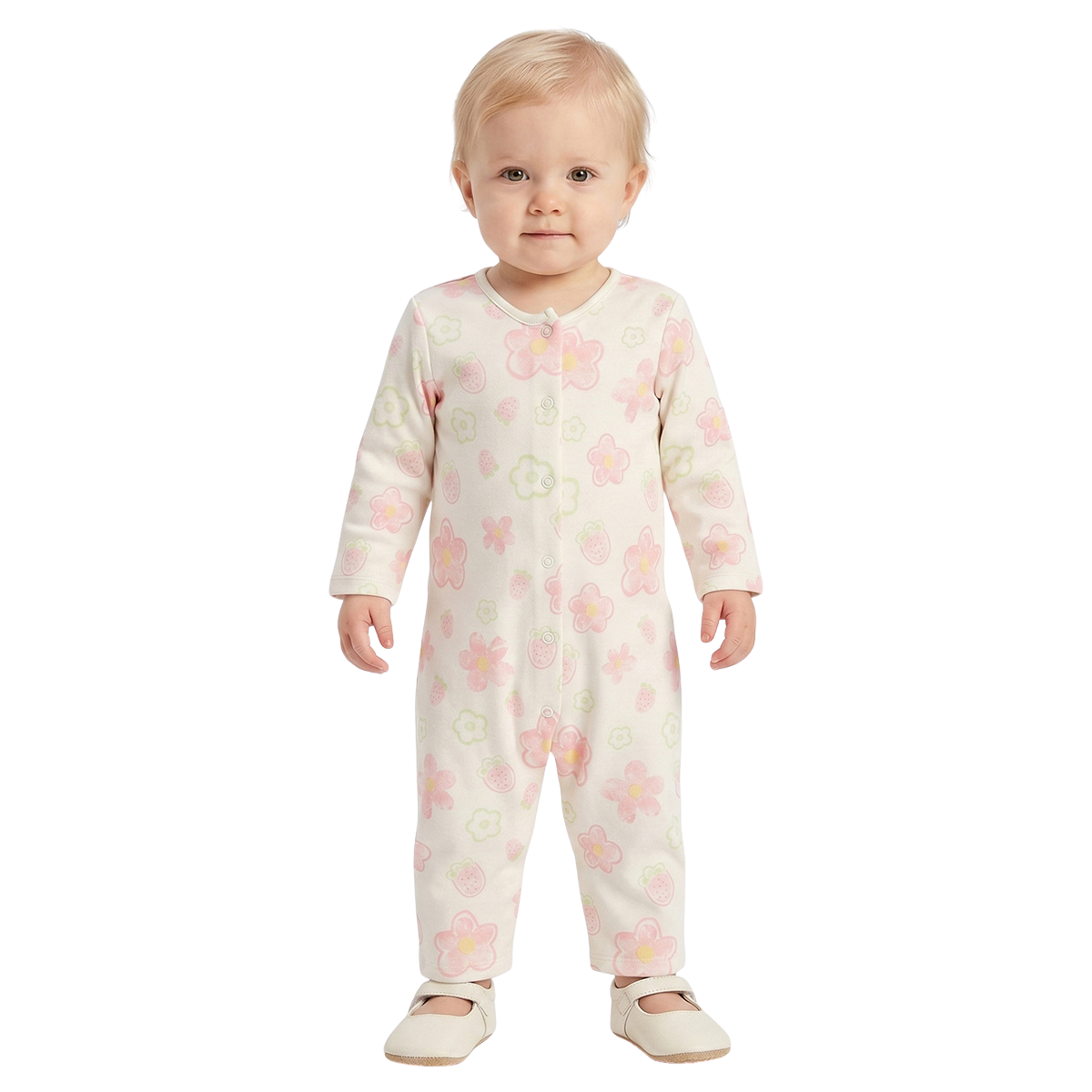 Baby Girls Yellow and Off White Cotton Sleepsuit Pack of 2 Regular Fit