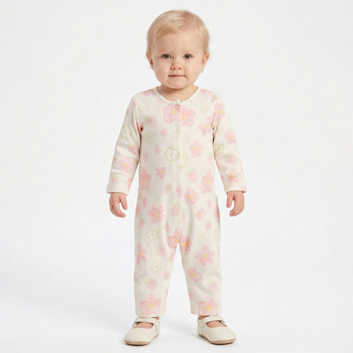 Baby Girls Yellow and Off White Cotton Sleepsuit Pack of 2 Regular Fit.