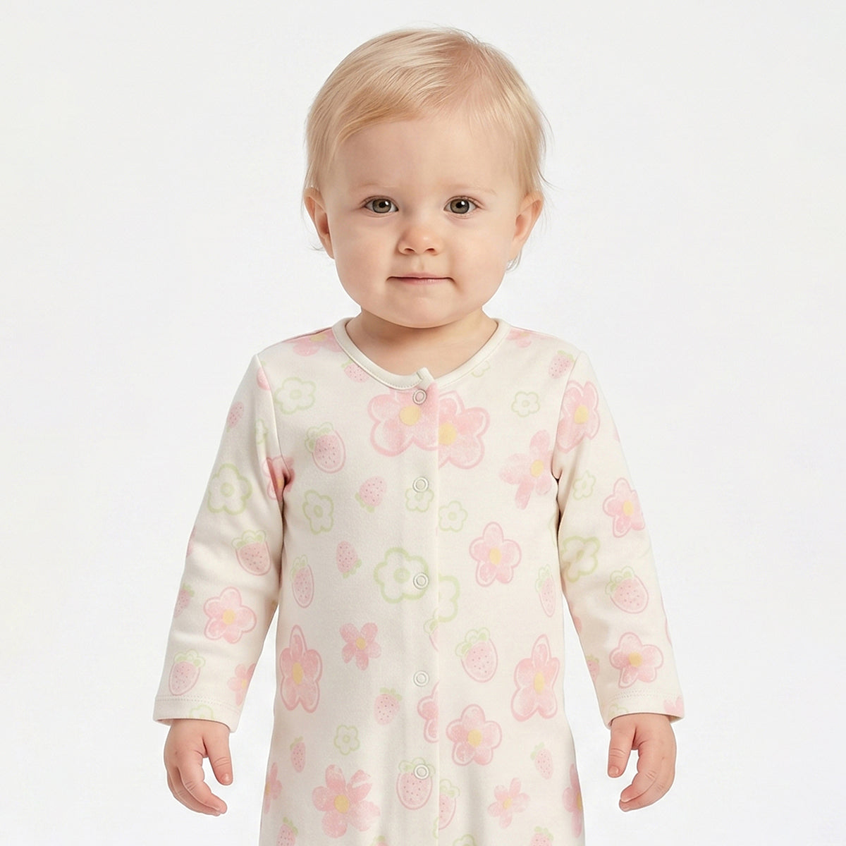 Baby Girls Yellow and Off White Cotton Sleepsuit Pack of 2 Regular Fit.