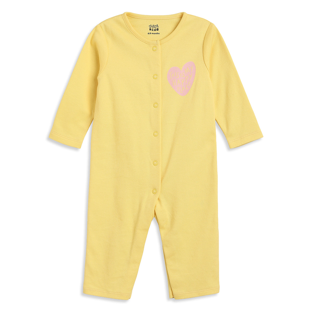 Baby Girls Yellow and Off White Cotton Sleepsuit Pack of 2 Regular Fit.