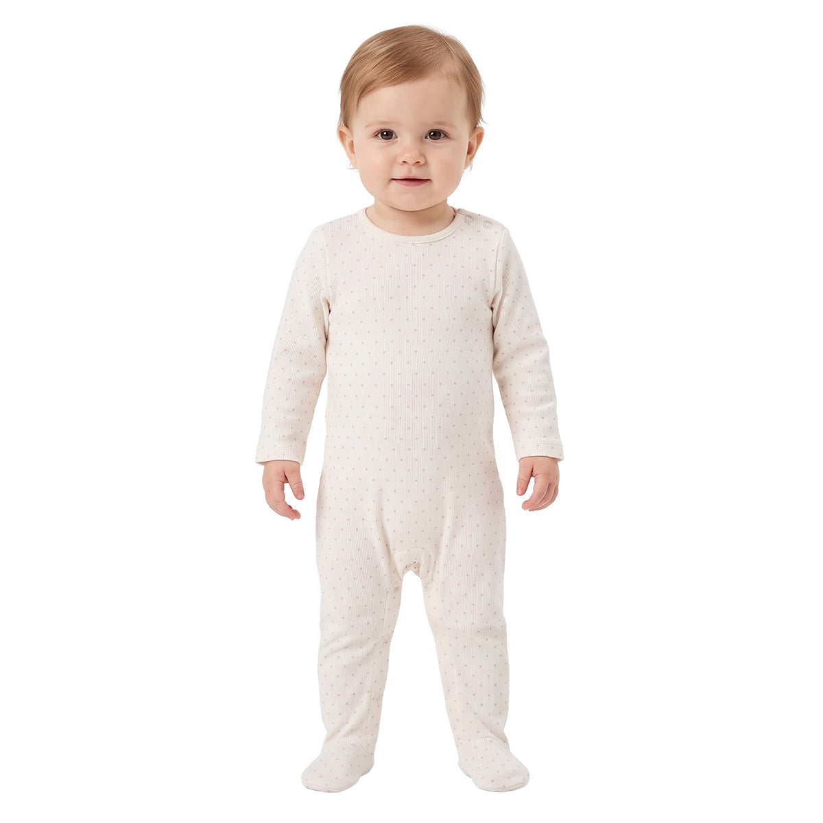 Baby Girls Cream Rust Cotton Sleepsuits Pack of 2 Regular Fit Sleepwear