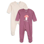 Baby Girls Mauve and Cream Sleepsuits Pack of 2 Regular Fit