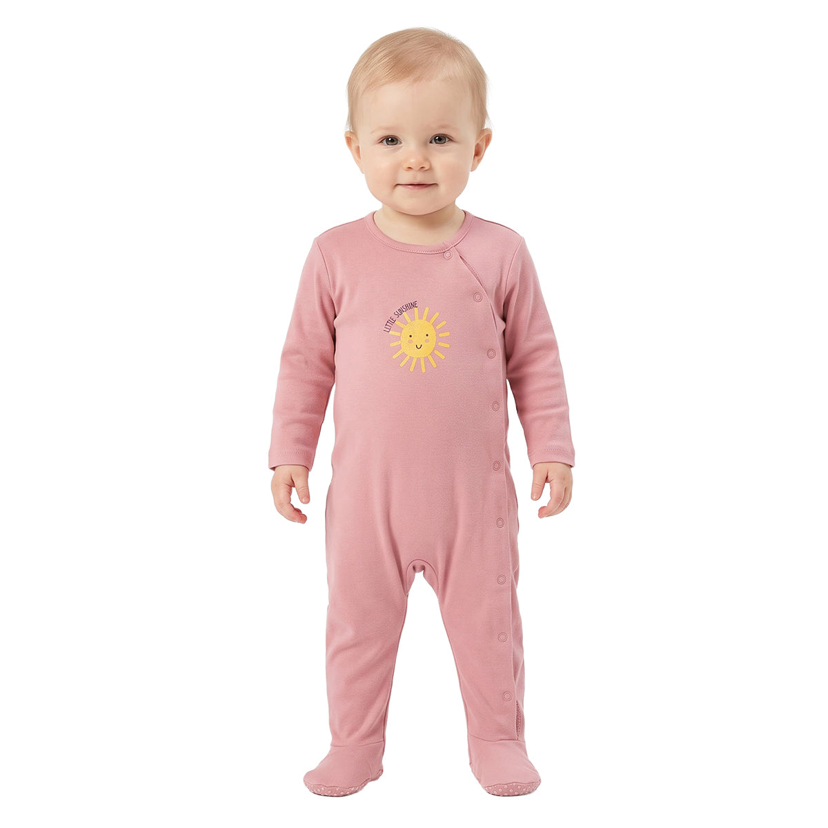 Baby Girls Yellow Pink Cotton Sleepsuits Pack of 2 Regular Fit Sleepwear