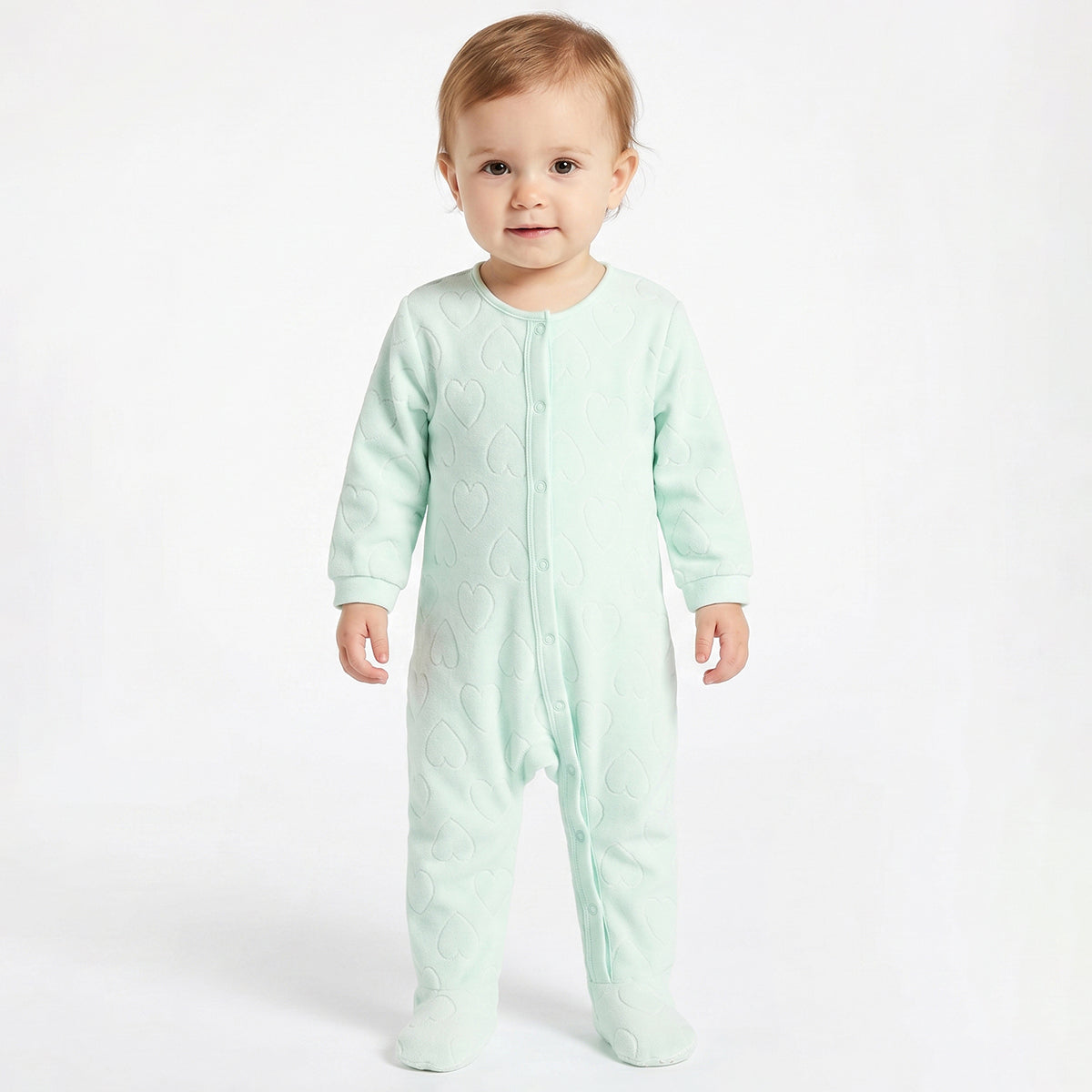 Baby Girls Mint Green Cotton Quilted Sleepsuit Regular Fit.