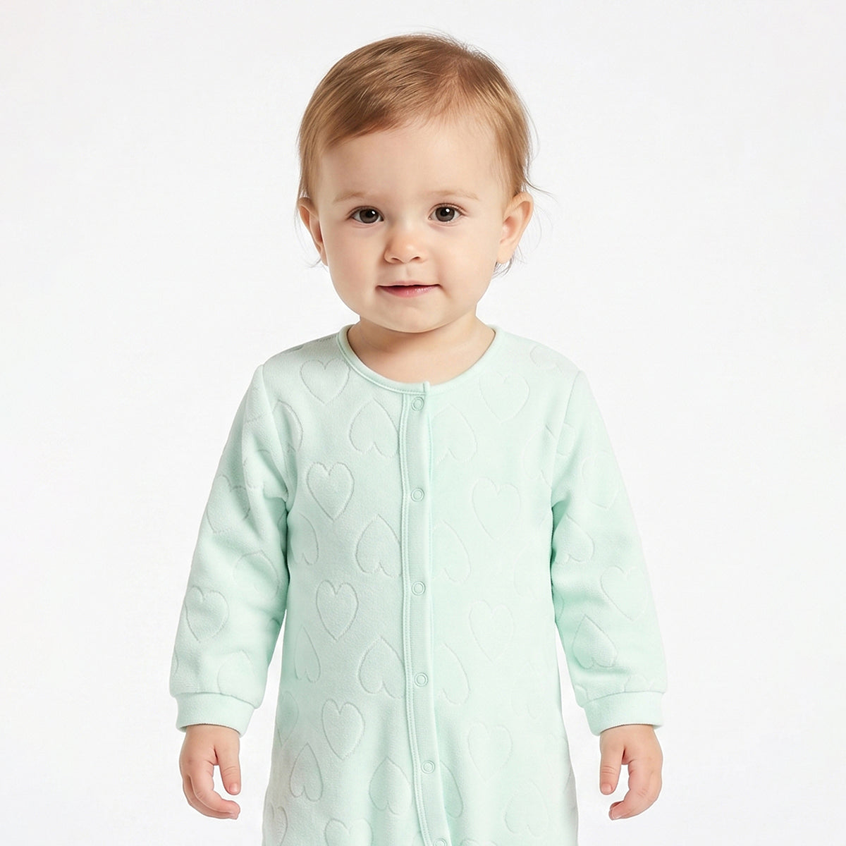 Baby Girls Mint Green Cotton Quilted Sleepsuit Regular Fit.
