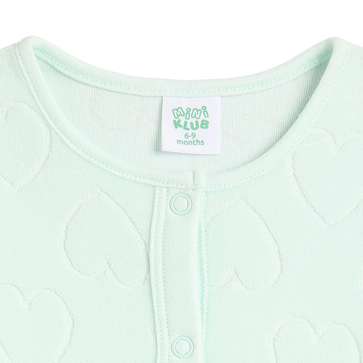 Baby Girls Mint Green Cotton Quilted Sleepsuit Regular Fit.